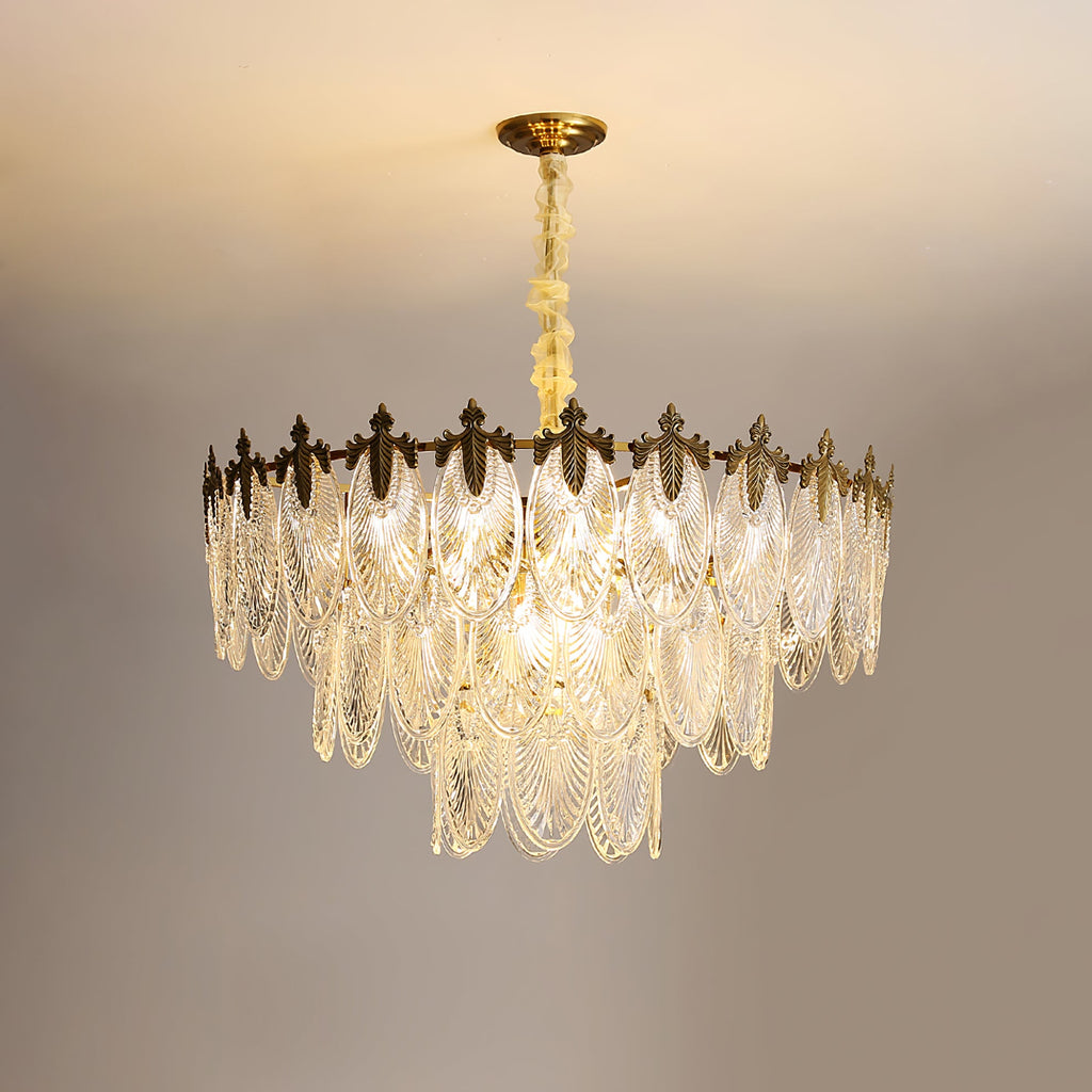 Vintage Glass Leaf Chandelier