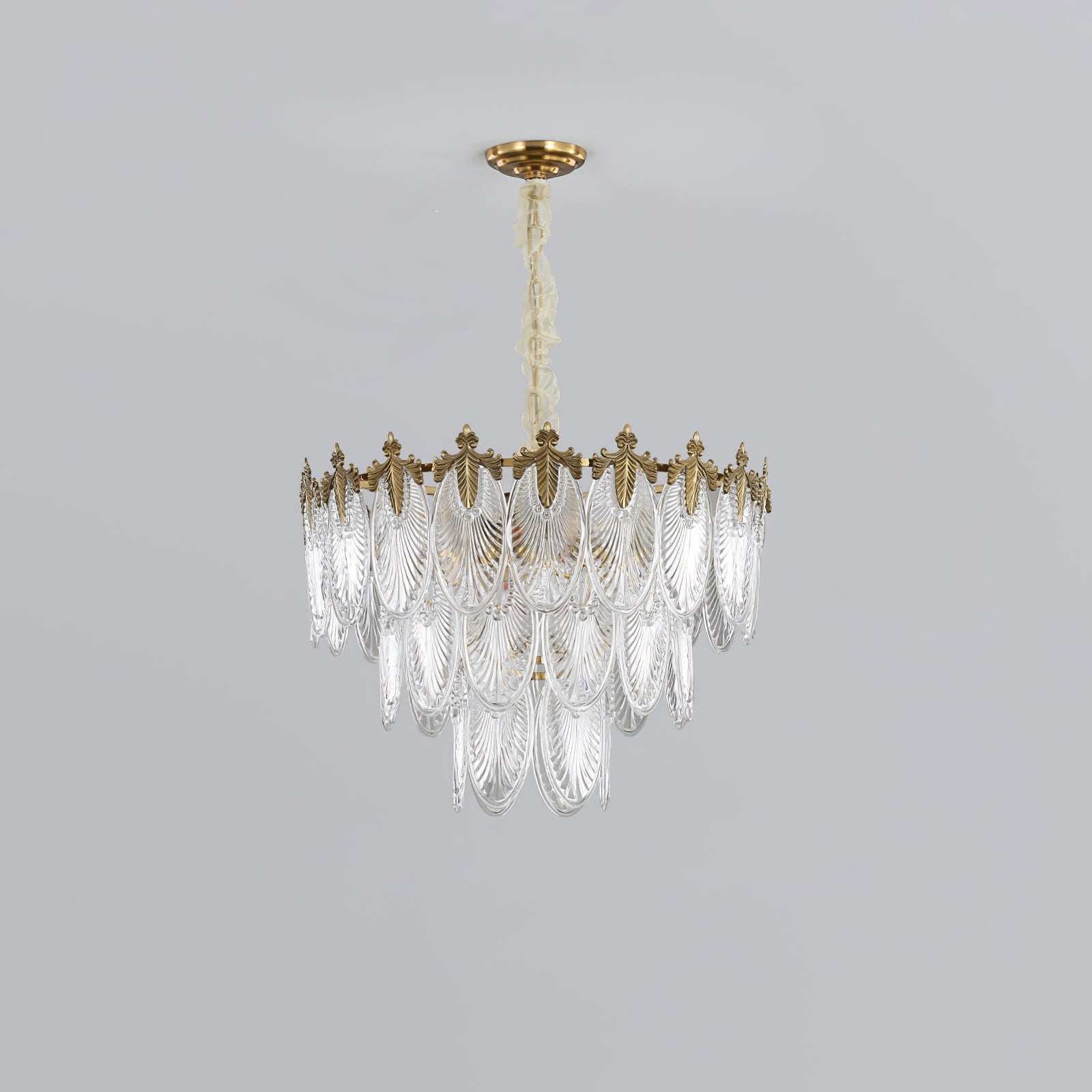 Vintage Glass Leaf Chandelier