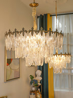 Vintage Glass Leaf Chandelier