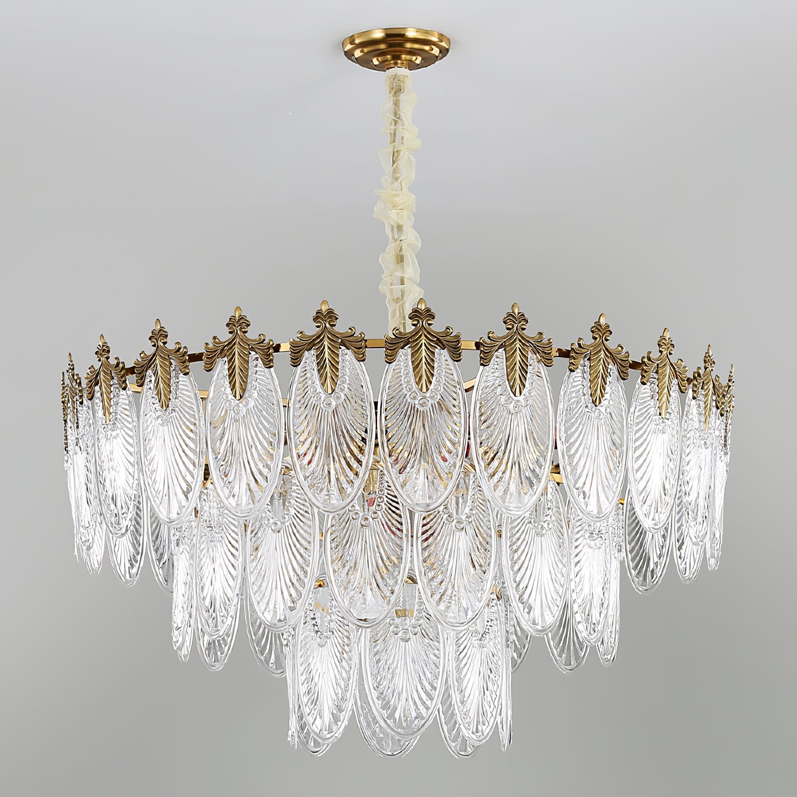 Vintage Glass Leaf Chandelier