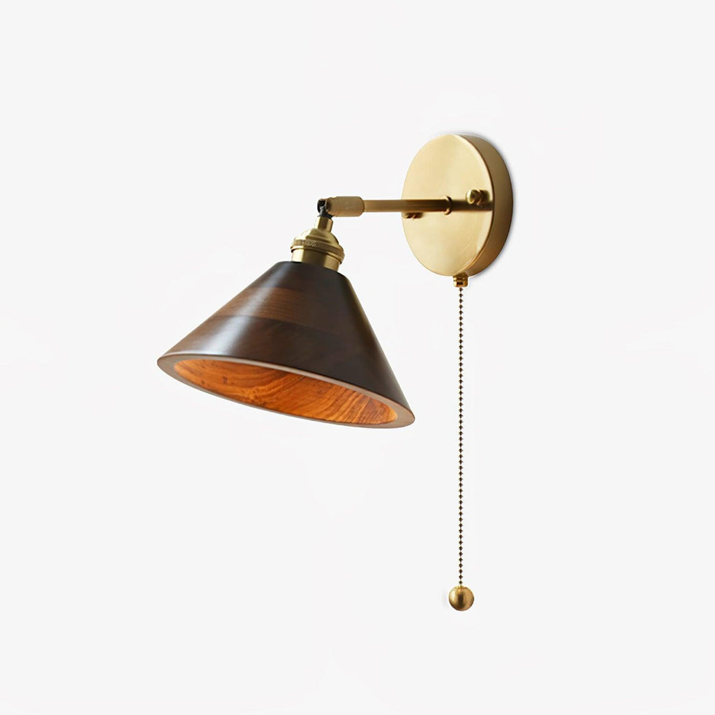 Vintage Dome Wooden Brass Wall Sconce 1-Light