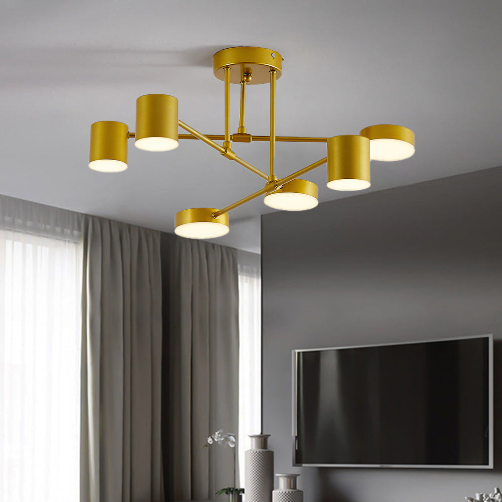 Quor LED Flush Ceiling Light, Black/White/Gold 6 Head