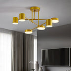 Quor LED Flush Ceiling Light, Black/White/Gold 6 Head
