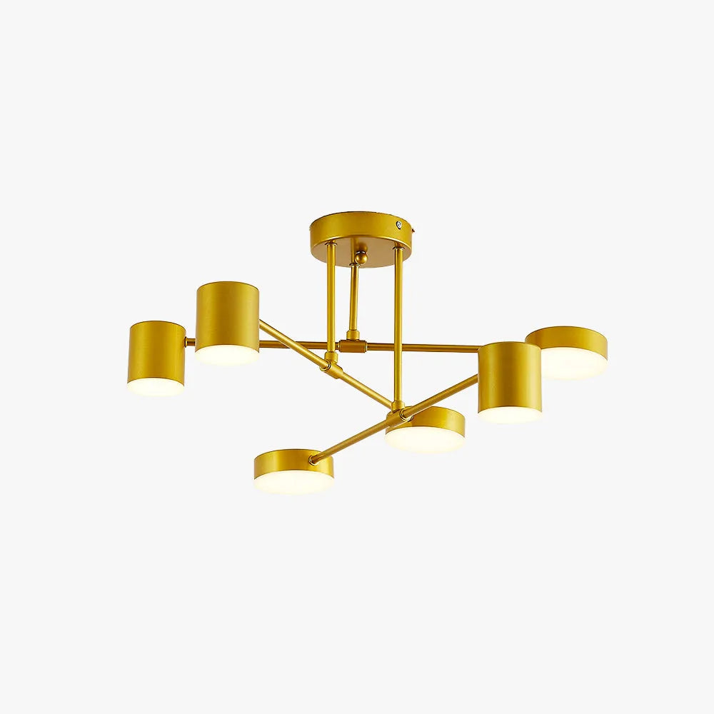 Quor LED Flush Ceiling Light, Black/White/Gold 6 Head