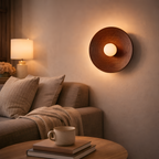 Damarion - Japanese Retro Round Wooden Wall Lamp Nordic