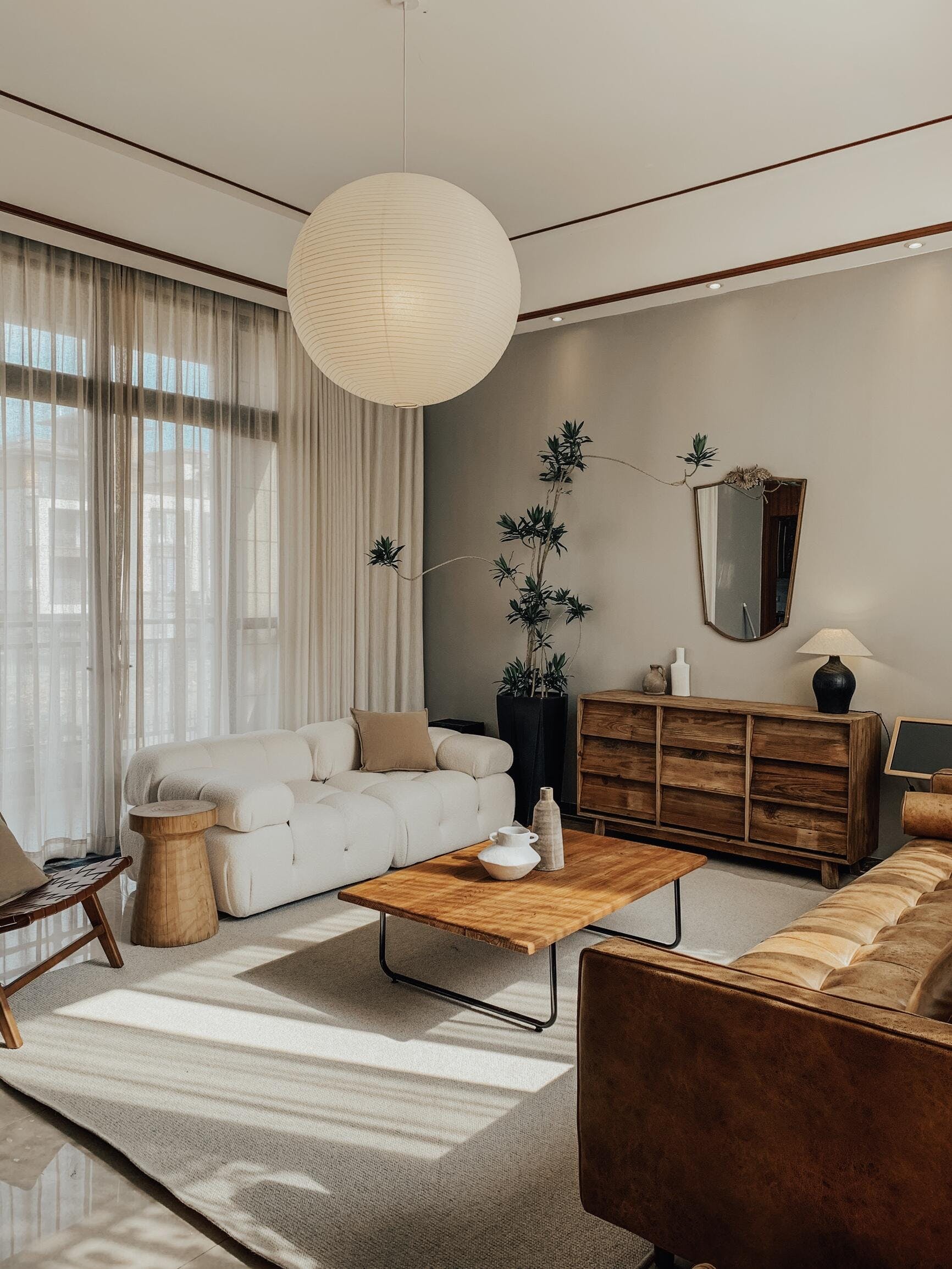 Washi Paper Suspension Lamp for Living Room