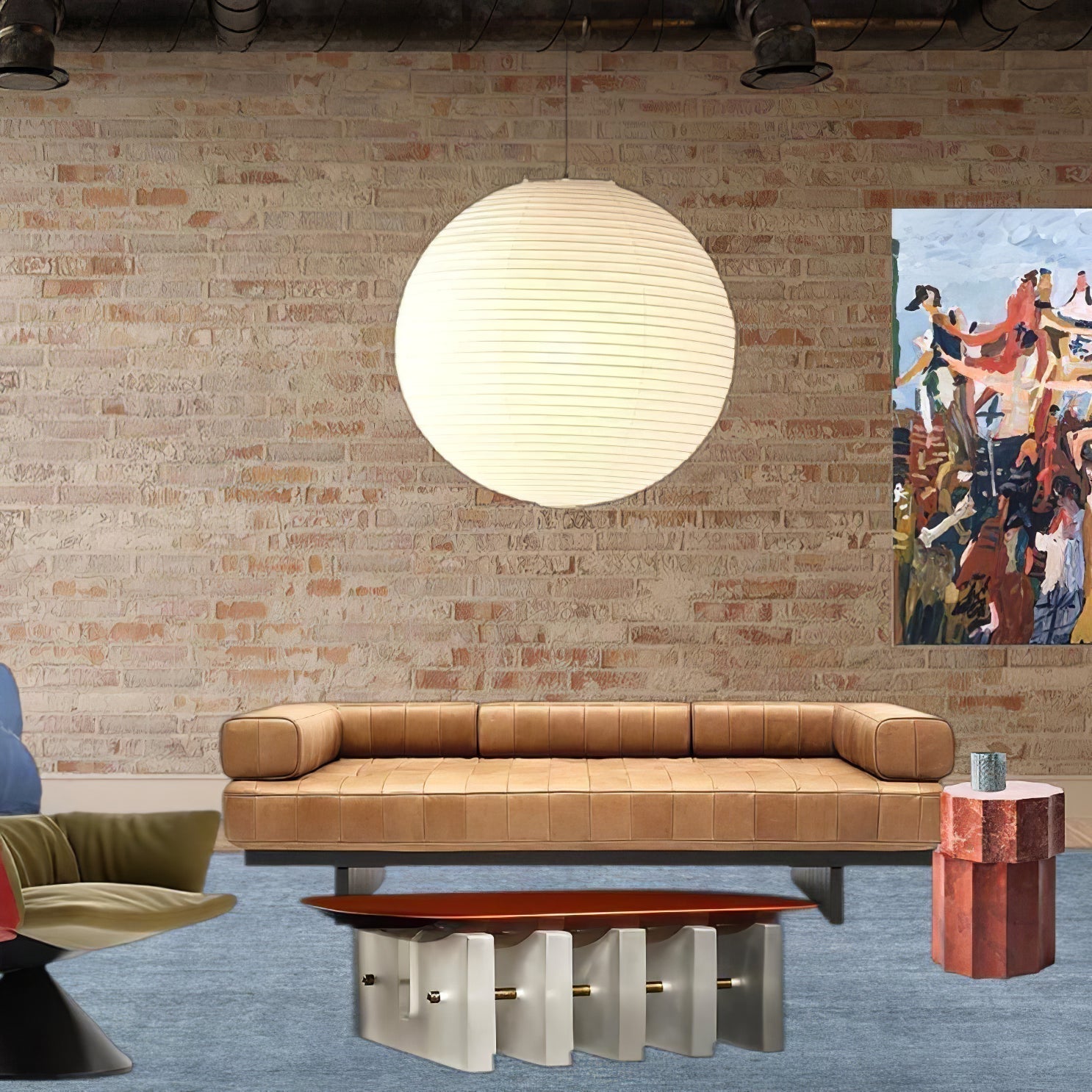Washi Paper Suspension Lamp for Living Room
