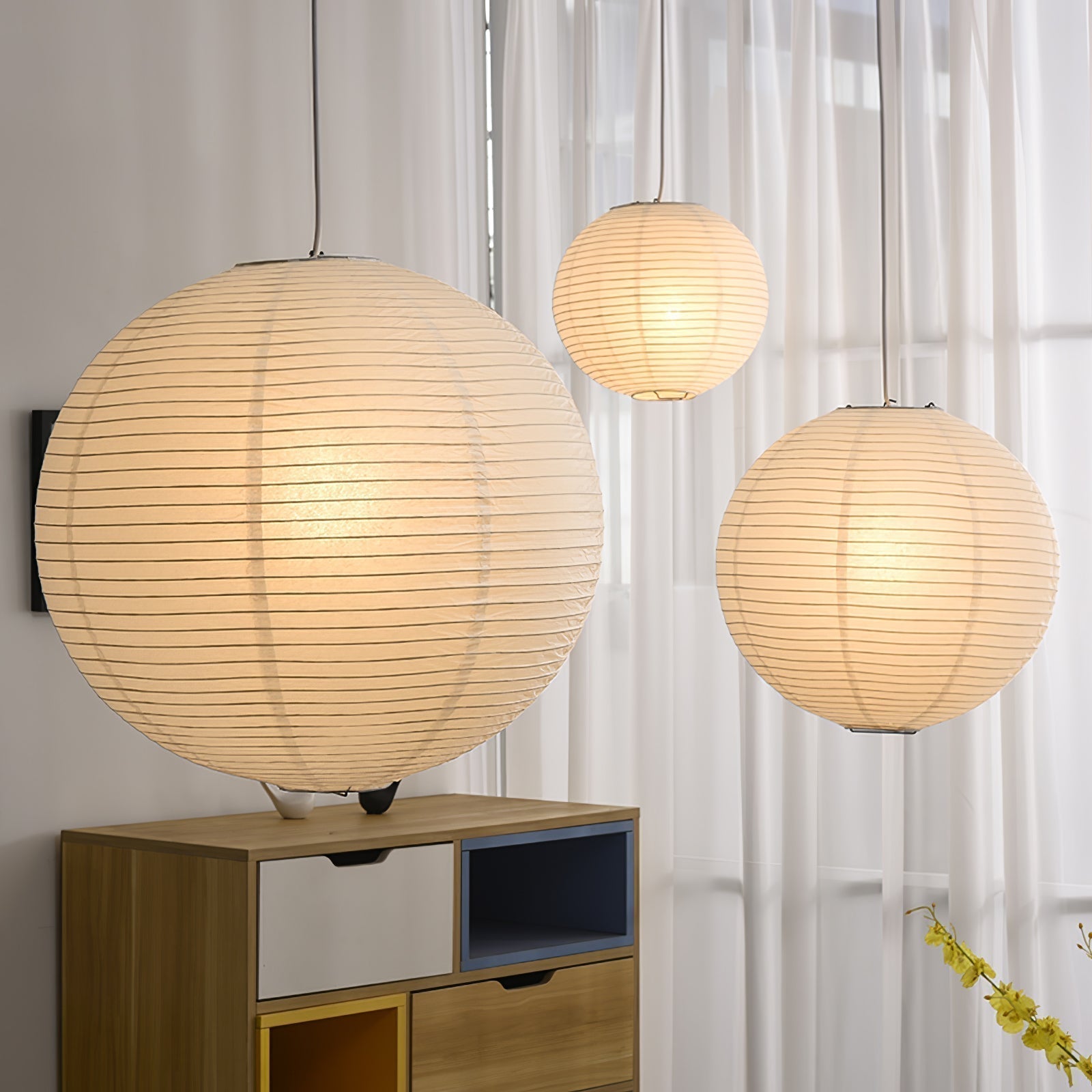 Washi Paper Suspension Lamp for Living Room