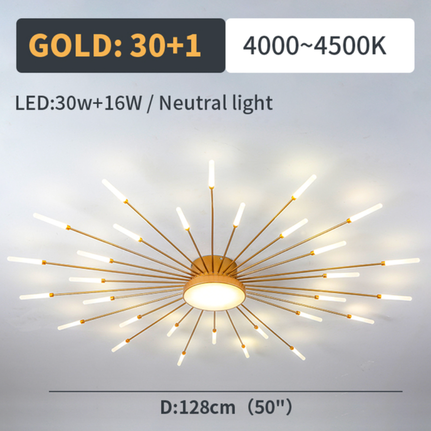 Wesley Modern Linear Firework Ceiling Light Black/Gold