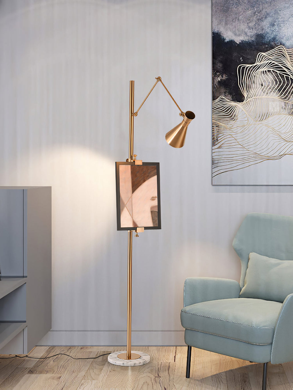 With Frame Support Floor Lamp
