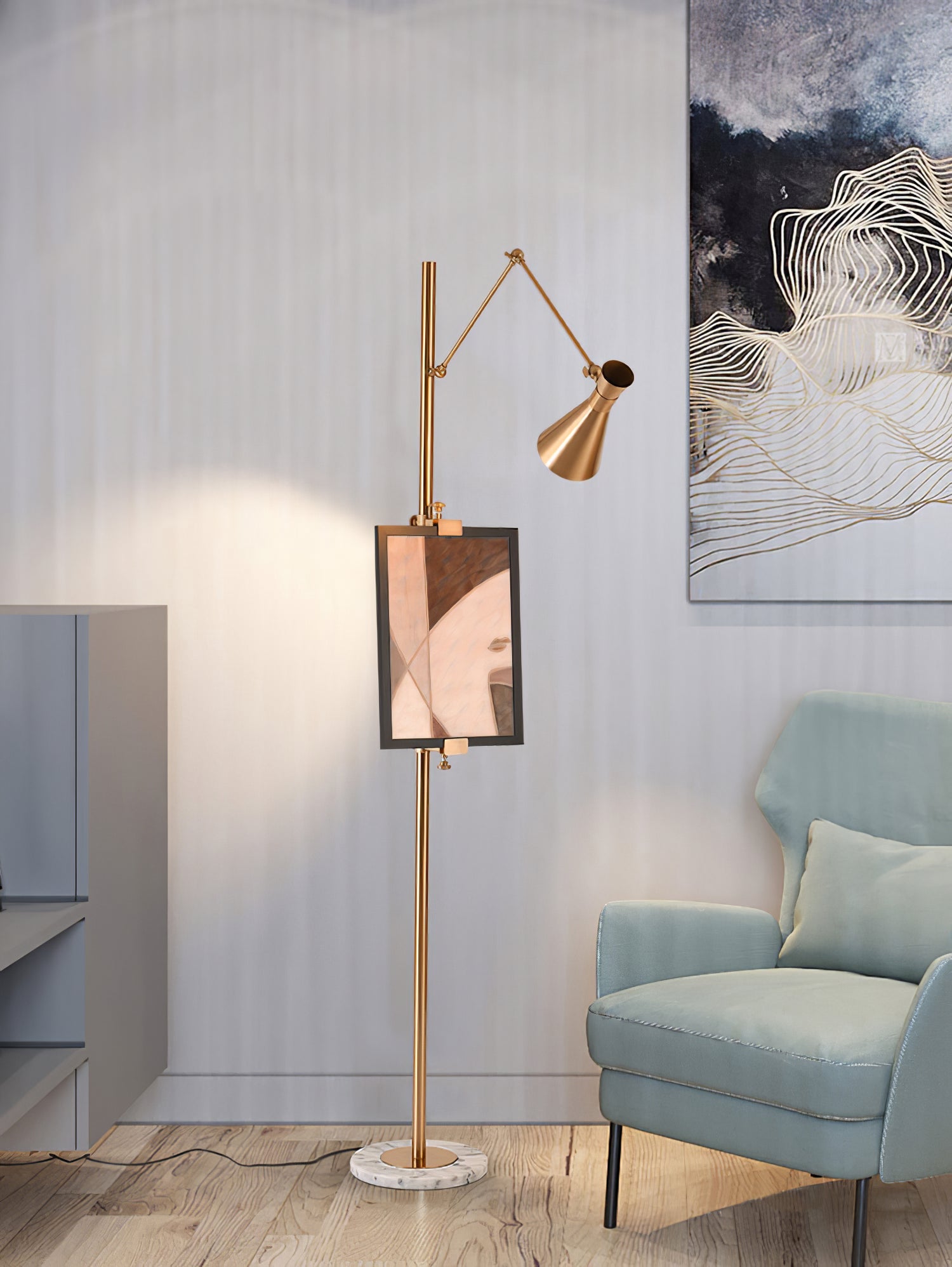 With Frame Support Floor Lamp