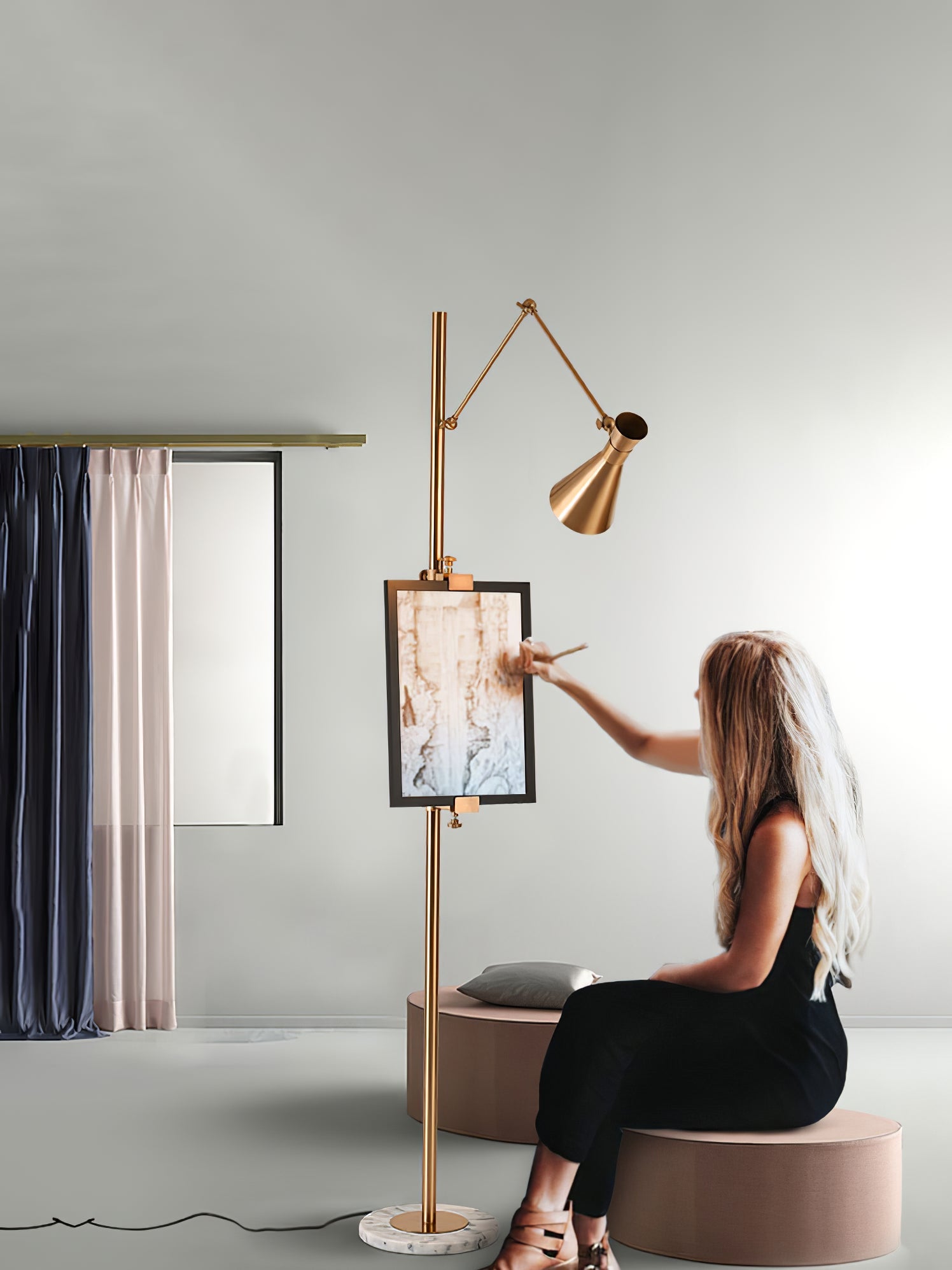 With Frame Support Floor Lamp