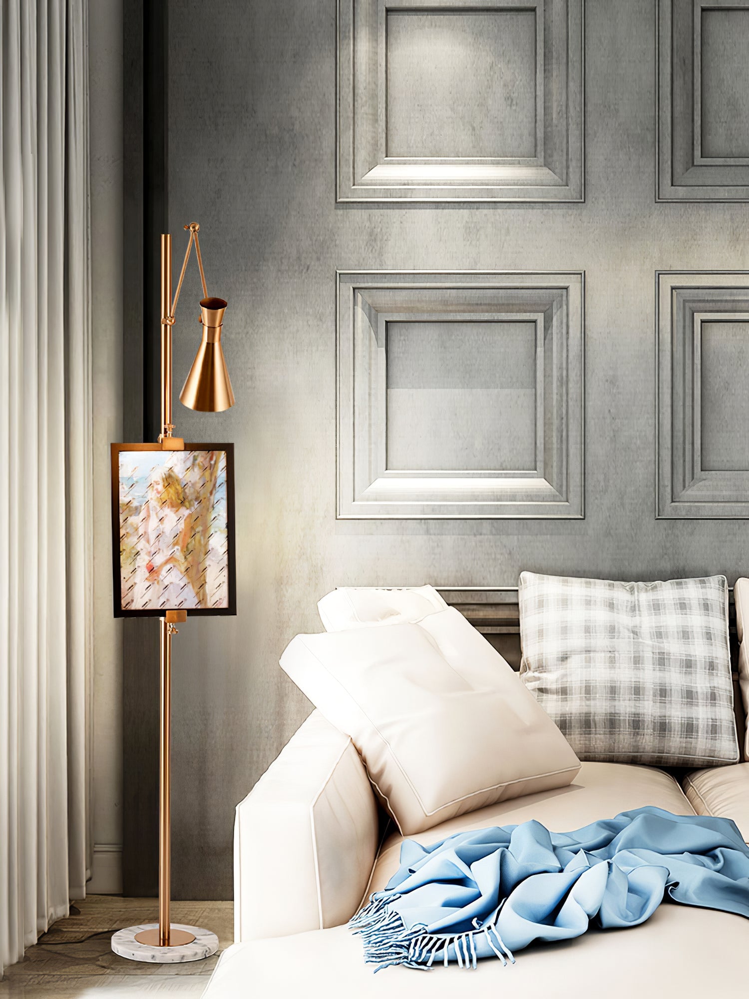 With Frame Support Floor Lamp