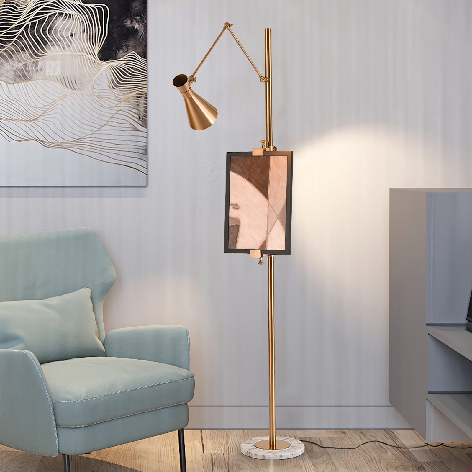 With Frame Support Floor Lamp