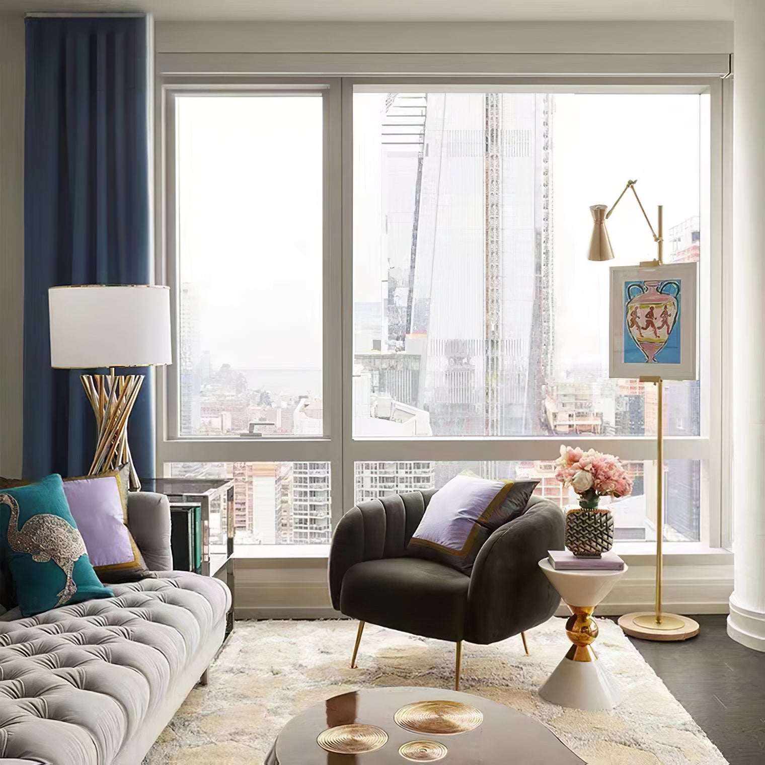 With Frame Support Floor Lamp
