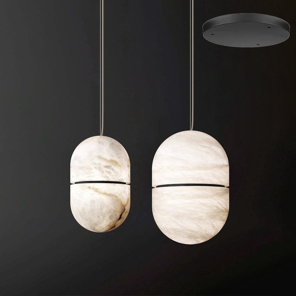 Strata Alabaster Capsule-Shape Pendant Light