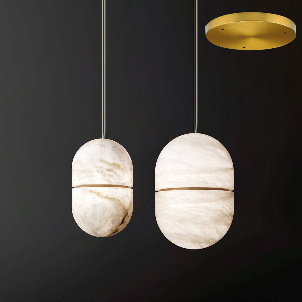 Strata Alabaster Capsule-Shape Pendant Light