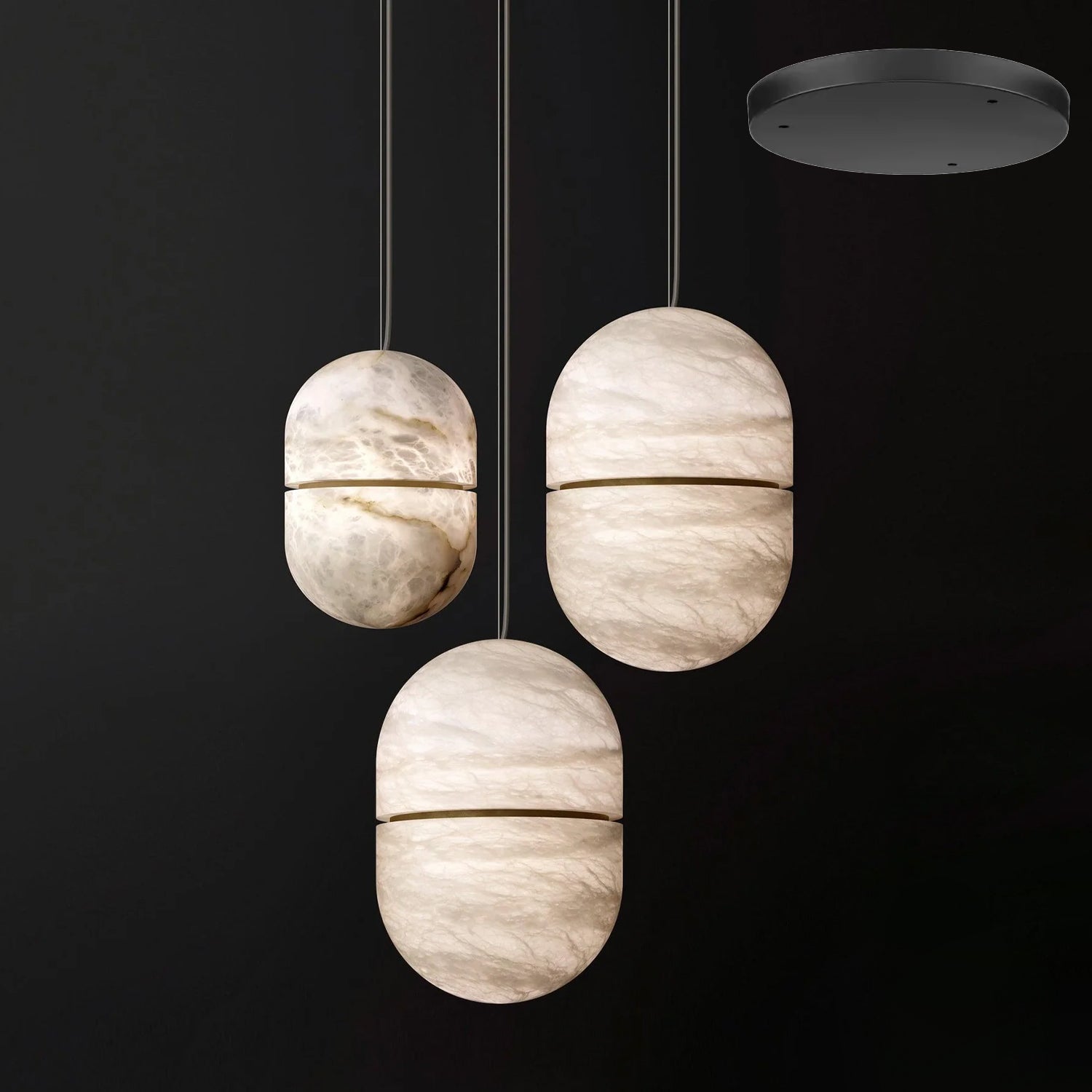 Strata Alabaster Capsule-Shape Pendant Light