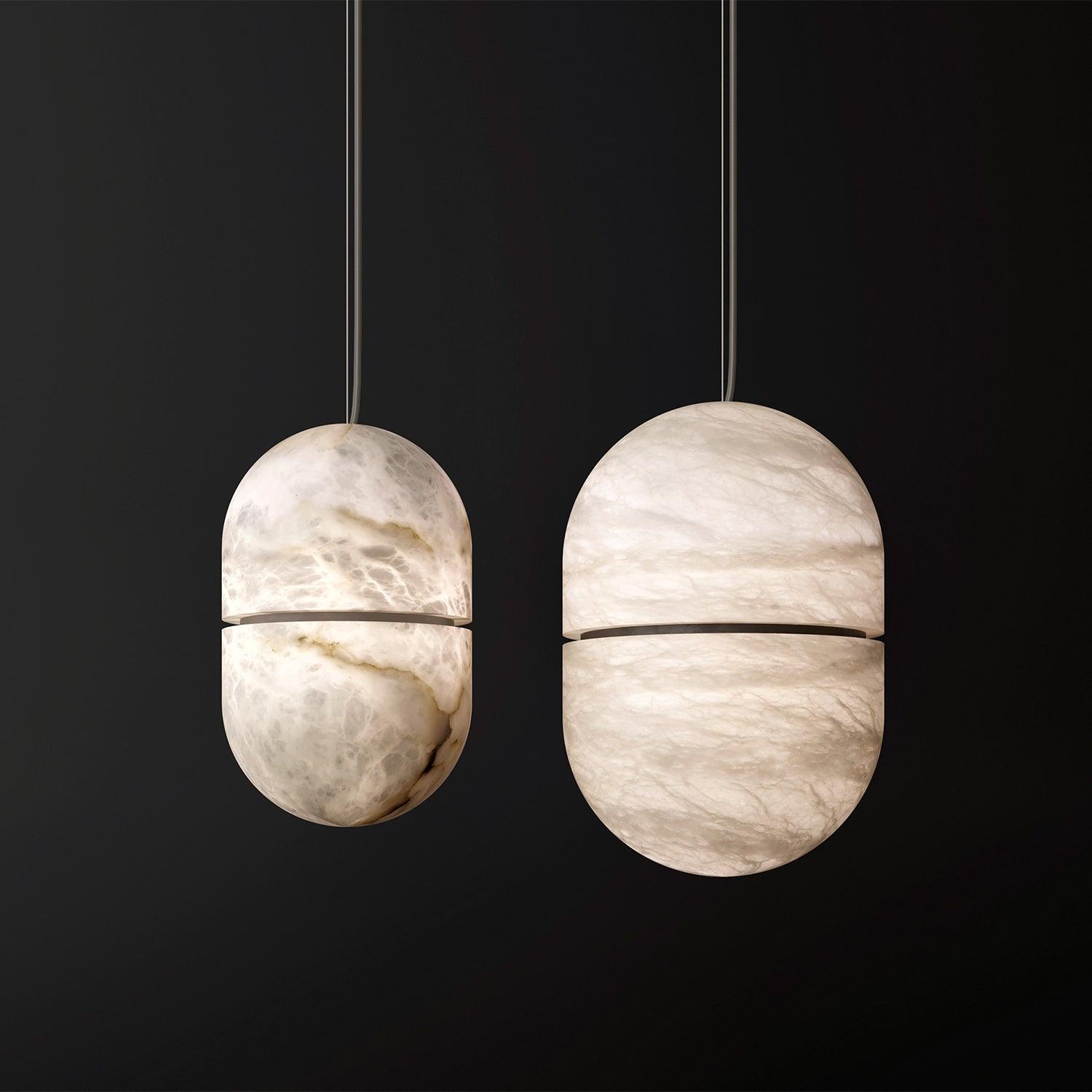 Strata Alabaster Capsule-Shape Pendant Light