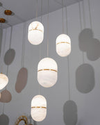 Strata Alabaster Capsule-Shape Pendant Light