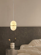 Strata Alabaster Capsule-Shape Pendant Light