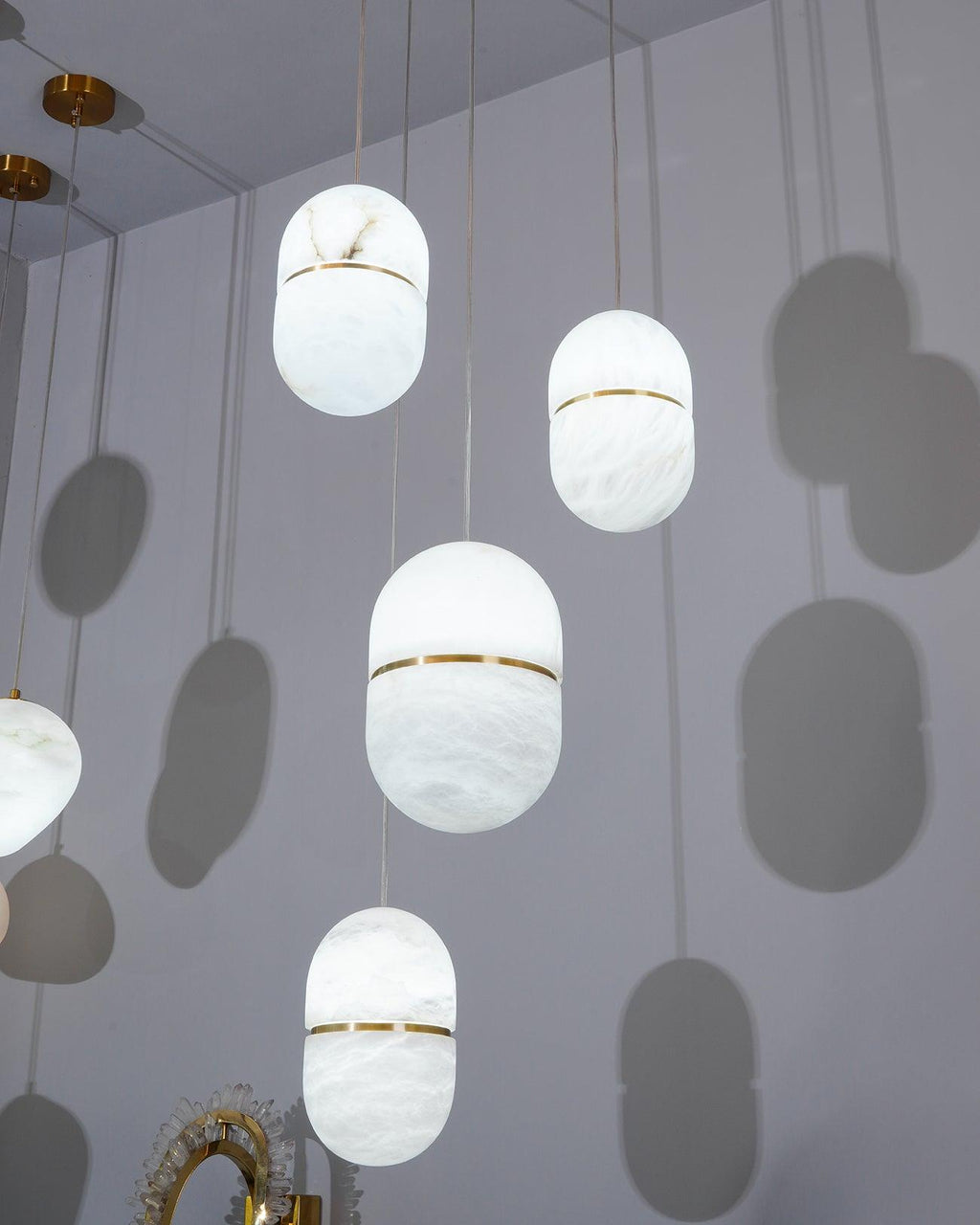 Strata Alabaster Capsule-Shape Pendant Light