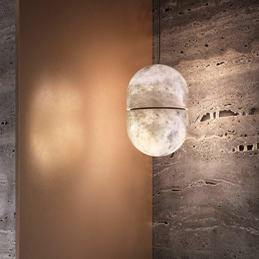 Strata Alabaster Capsule-Shape Pendant Light