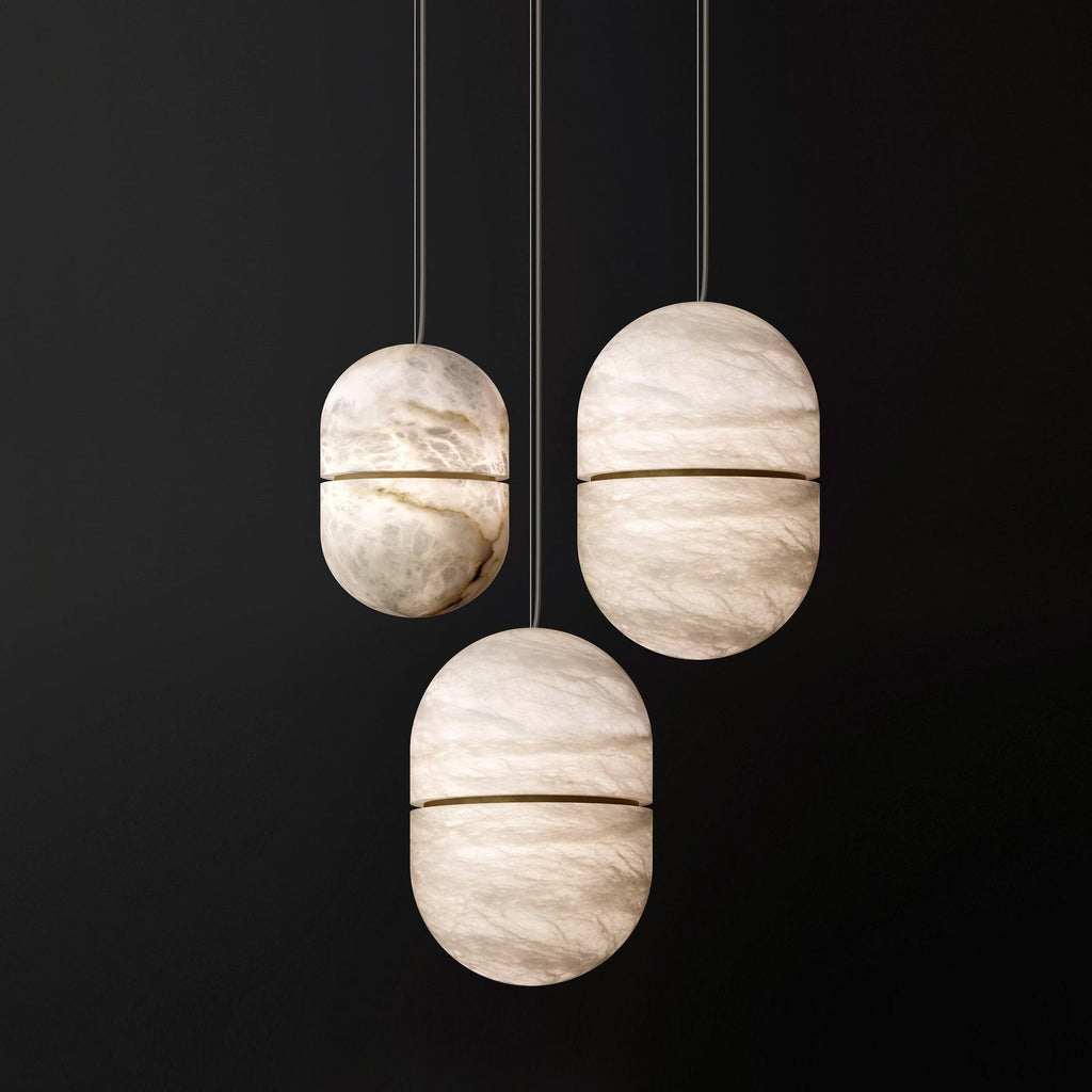 Strata Alabaster Capsule-Shape Pendant Light