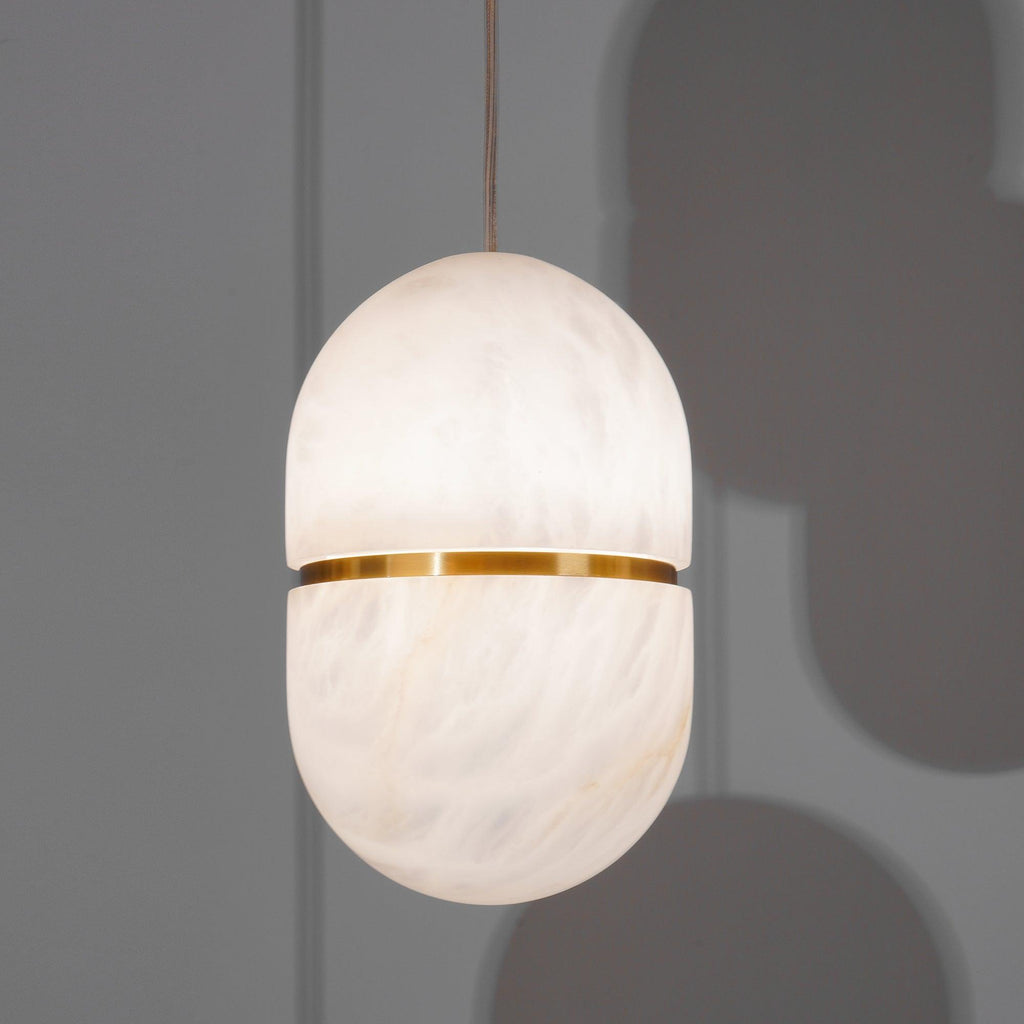 Strata Alabaster Capsule-Shape Pendant Light