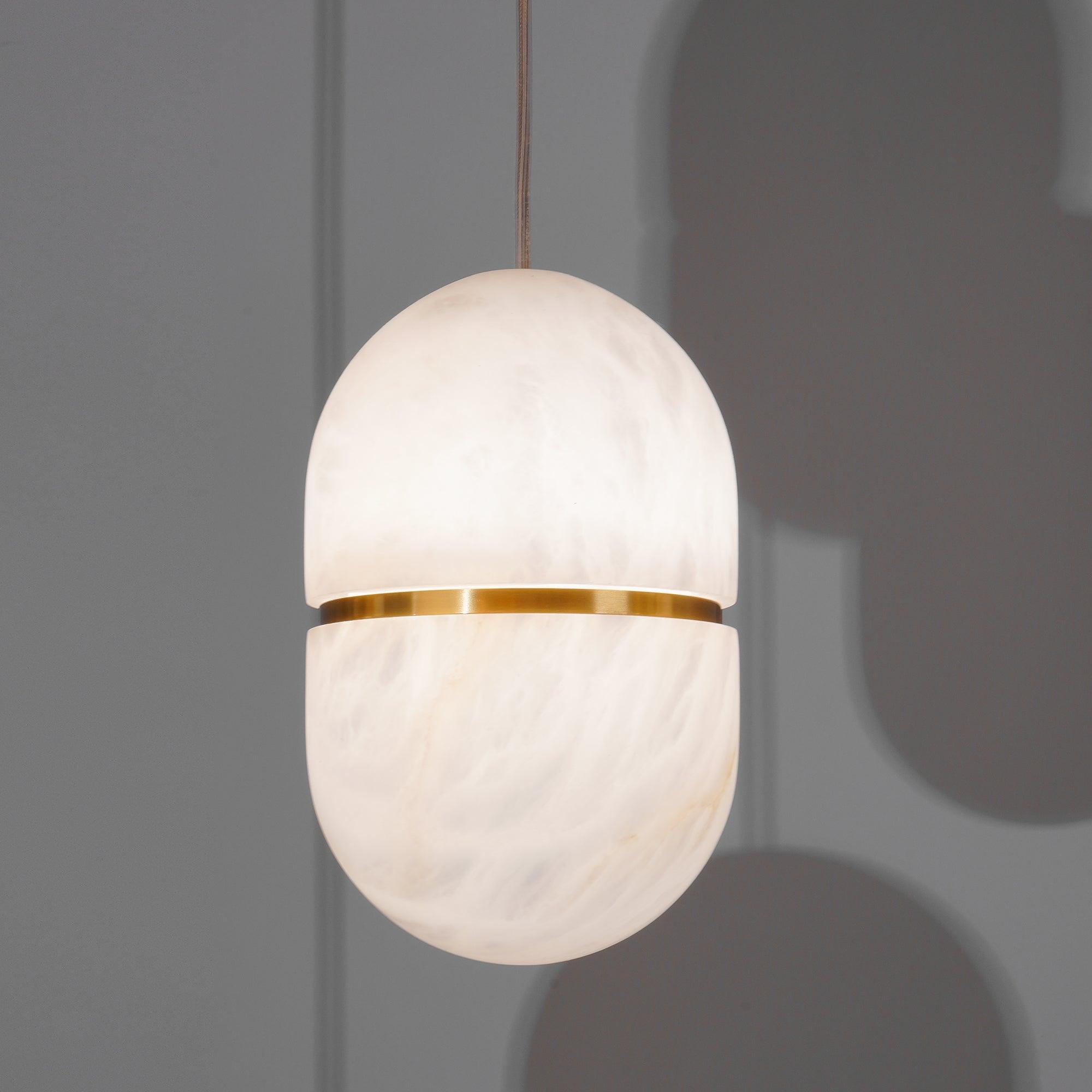 Strata Alabaster Capsule-Shape Pendant Light