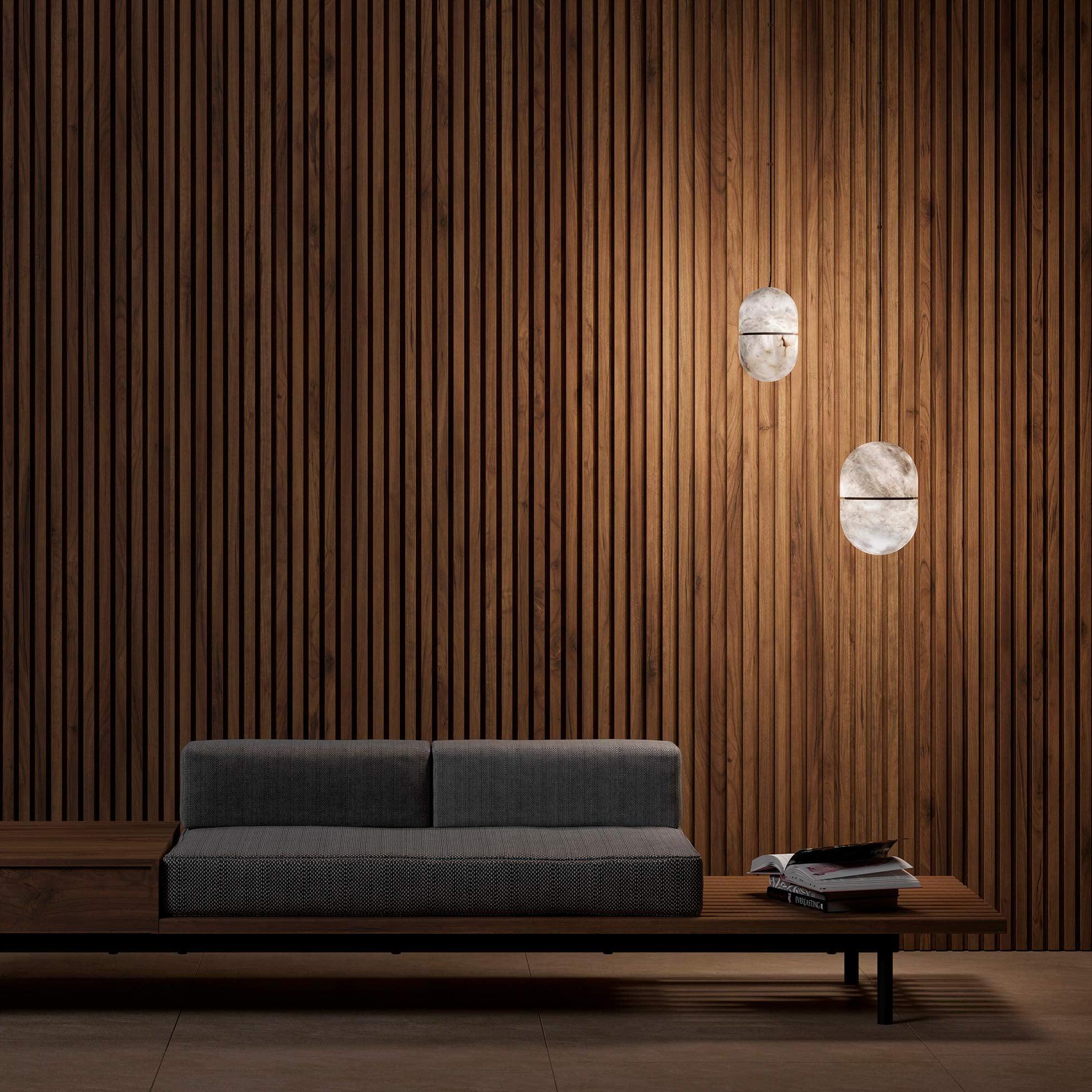 Strata Alabaster Capsule-Shape Pendant Light