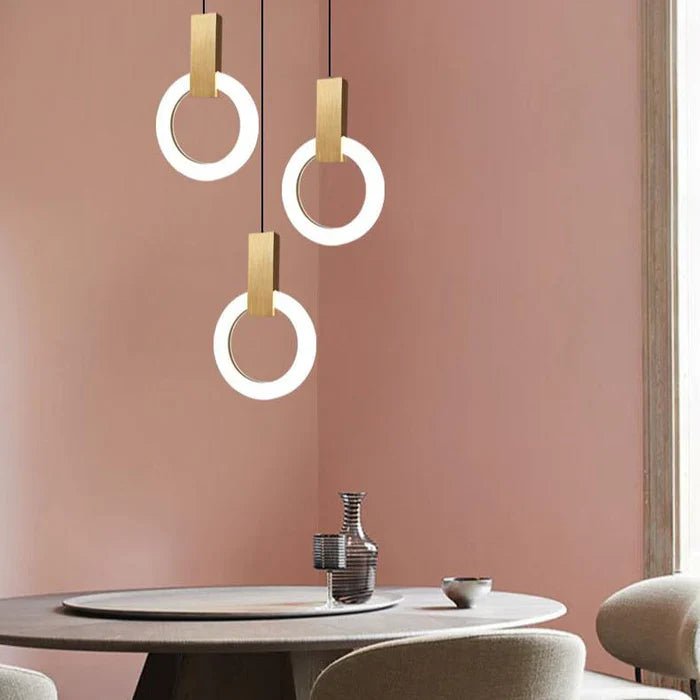 Modern LED Pendant Lamp Gold Ring