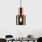 Modern Pendant Lamp with Glass Shade and Metal Accent – Industrial Elegance