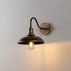 Ray Rustic Bowl Shaped Metal Wall Lamp, Antique Brass