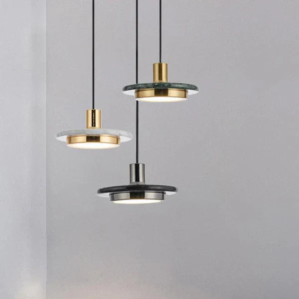 Modern Hanging Lamp with Marble Style Detail