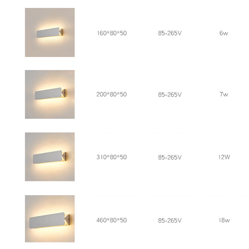 Modern Rectangular Wall Sconce, Metal, White, Garden