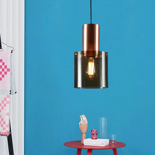 Modern Pendant Lamp with Glass Shade and Metal Accent – Industrial Elegance