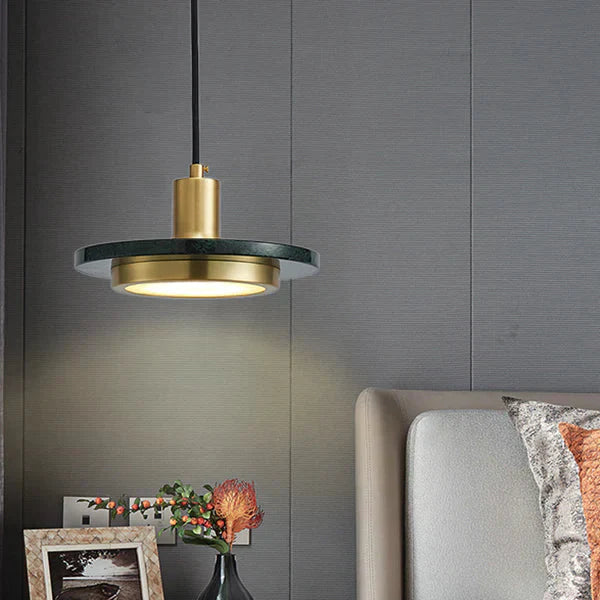 Modern Hanging Lamp with Marble Style Detail
