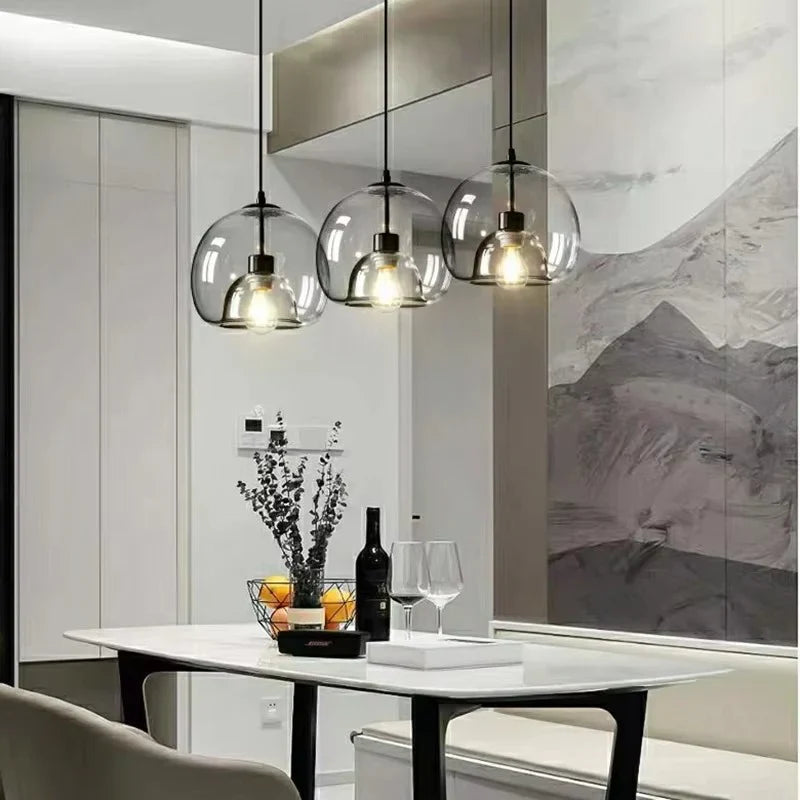 Glass Pendant Lamp – Double Shade in Industrial Style