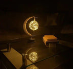 LED Table Lamp with Sphere and Crescent Moon