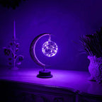 LED Table Lamp with Sphere and Crescent Moon