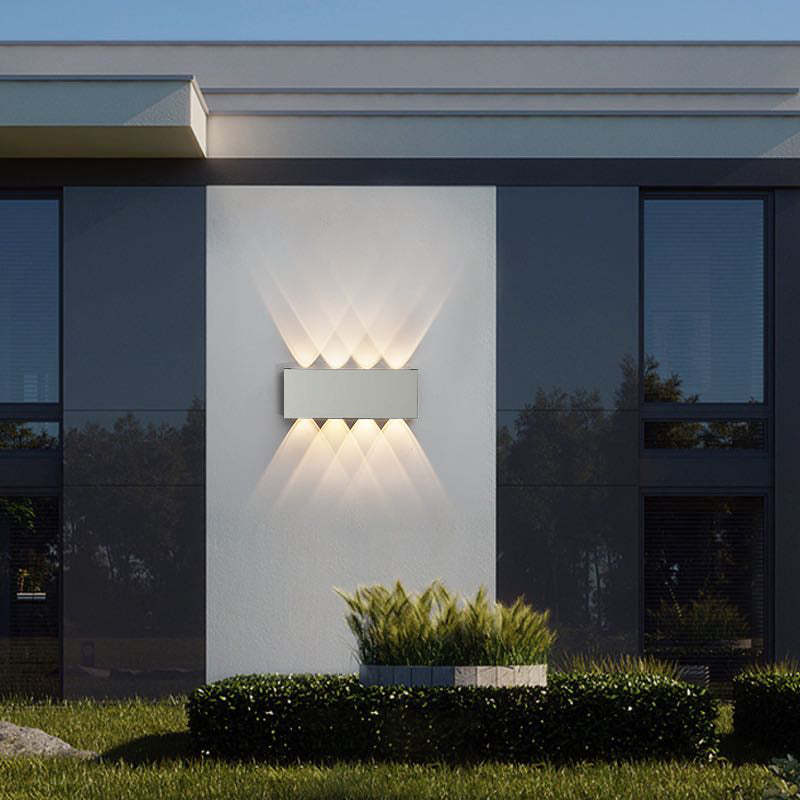 Ray Modern Outdoor Wall Light Rectangle LED White Metal Terrace