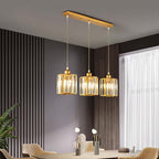 Vina Modern Cluster Cylinder Glass Pendant Light, Black/Gold