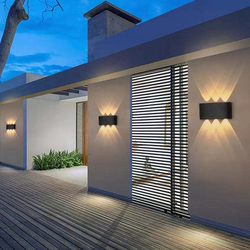 Ray Modern Outdoor Wall Light Rectangle LED White Metal Terrace