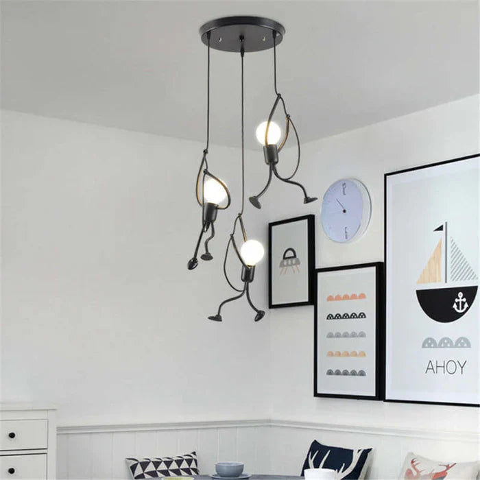 Hanging Lamp with a Climbing Figure Motif