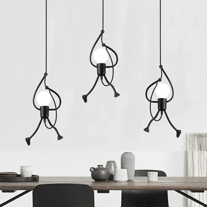 Hanging Lamp with a Climbing Figure Motif