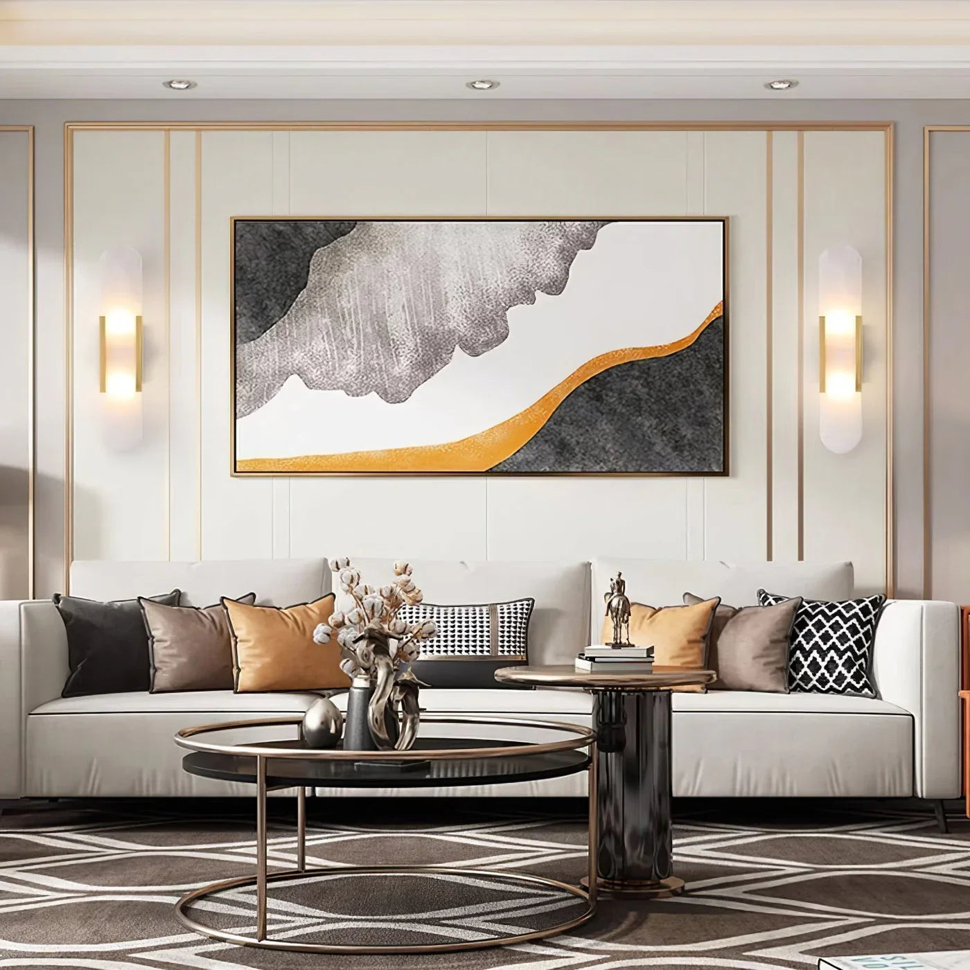 Modern Marble Wall Sconce with Gold Details – Luxury Lighting