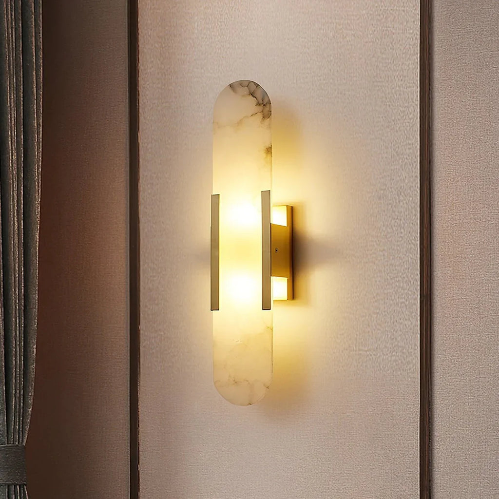 Modern Marble Wall Sconce with Gold Details – Luxury Lighting