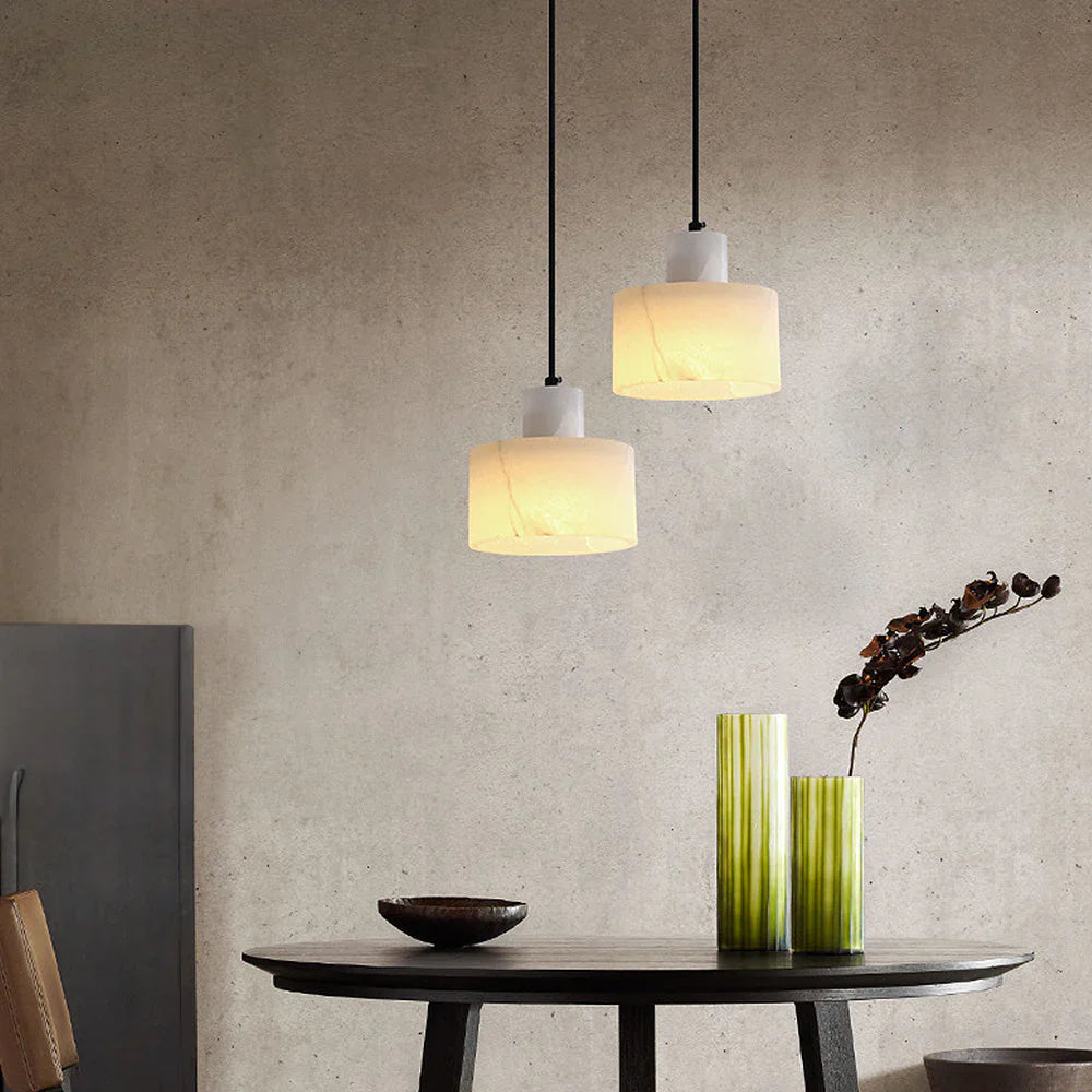 Hanging Lamp with Marble Shade – Minimalist Elegance