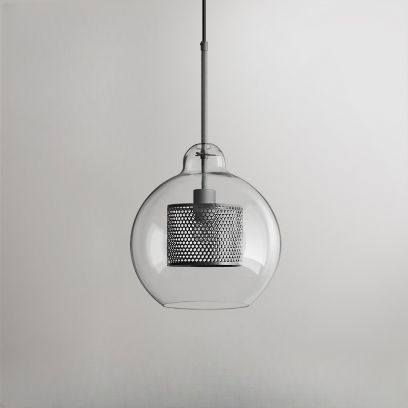 Hessa Contemporary Golden Pendant Light, Glass, Globe/Cylindric